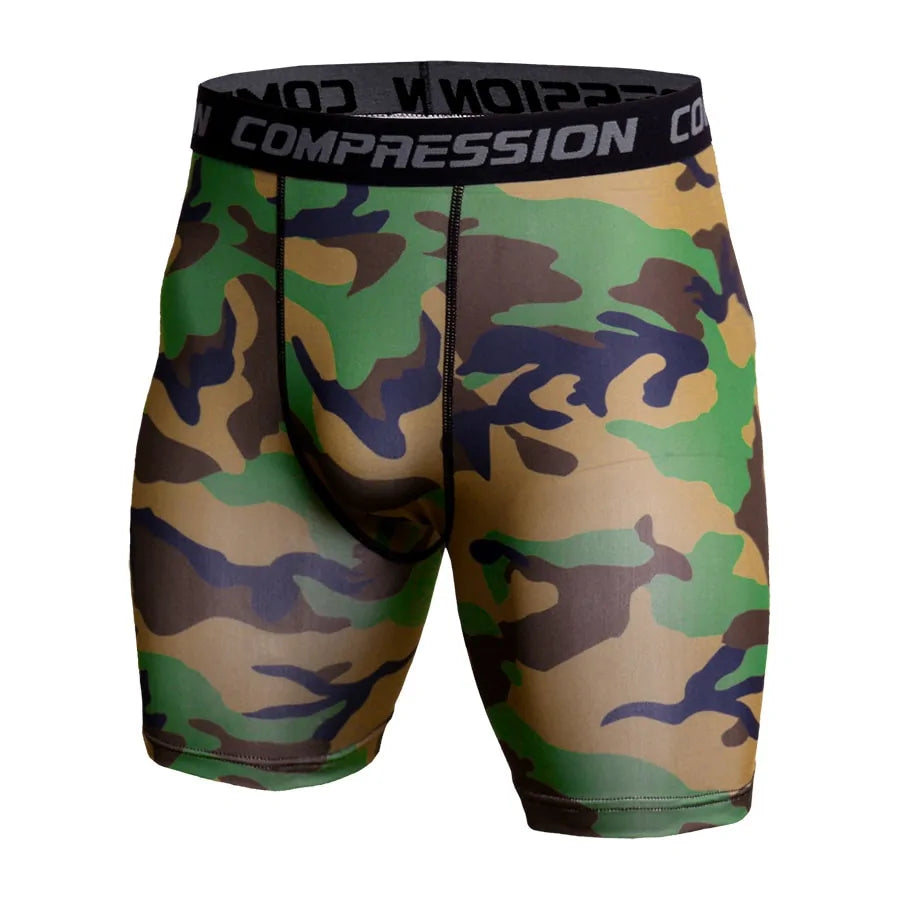 Men's Compression Camo Athletic Tights Shorts: 3D Print Skinny Bottoms